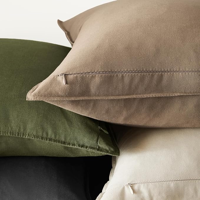 MIULEE Pack of 2 Decorative Linen Pillow Covers 22x22 Inch Coco Brown | Boho Farmhouse Modern, Soft Accent Throw Pillows, Neutral Cushion Covers, Home Decor for Bed Sofa Couch Living Room