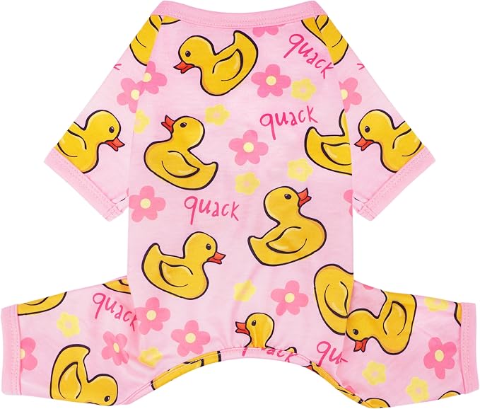 Dog Pajamas for Small Dogs Stretchy Chihuahua Clothes Summer Doggie Onesie Cute Puppy Pjs Girl Boy Pet Clothing Cat Onesie (Duck, Small)