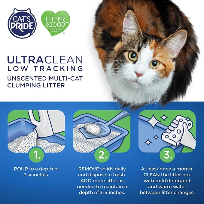 Cat's Pride Max Power: UltraClean Low Tracking Multi-Cat Clumping Litter - Keeps Paws & Home Clean - Up to 10 Days of Powerful Odor Control - 99% Dust Free - Unscented,15 Pounds,(Pack of 2)