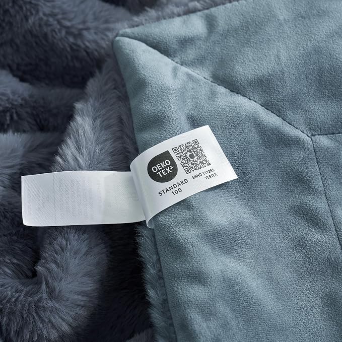 Cozy Bliss Deluxe Sheared Rabbit Faux Fur Throw Blanket, Soft Fuzzy High-Low Sculpted Plush Blanket for Couch, Cozy Home Accent, All Season Use, Blue 50"x60"