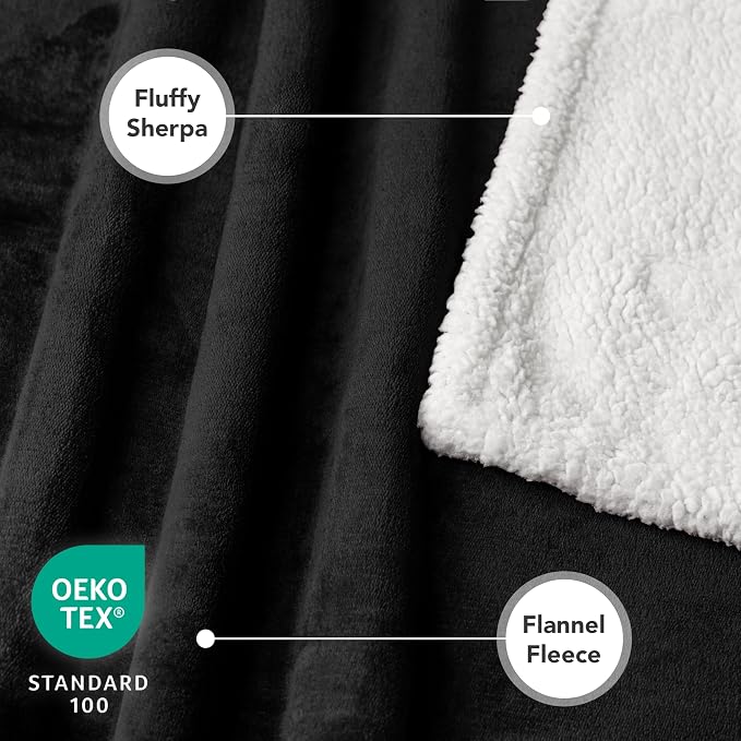PetAmi Waterproof Dog Blanket for Medium Large Dog Pet, 60x40, Black | 460 GSM Sherpa Fleece Reversible, Pee Proof Cat Blanket, Furniture Protector Cover for Couch Bed Sofa Kennel, Washable, Large