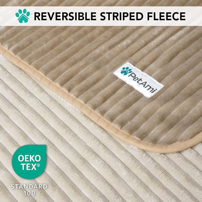 PetAmi Waterproof Dog Blanket, Leakproof Pet Blanket for Small Medium Large Cats, Soft Plush Reversible Sofa Couch Cover Protector, Washable Puppy Throw for Bed Crate, 40x60 in, Taupe Beige