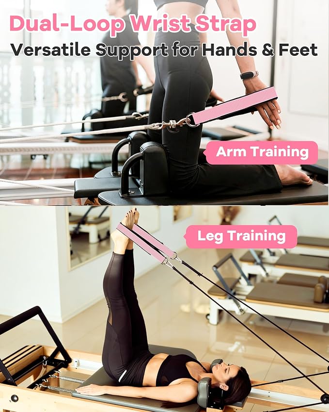 Wonderful Day 2PCS Pilates Straps for Reformer, Comfortable Enhanced Thickness, Fitness Pilates Double Loop Exercise Straps for Home Gym Workout