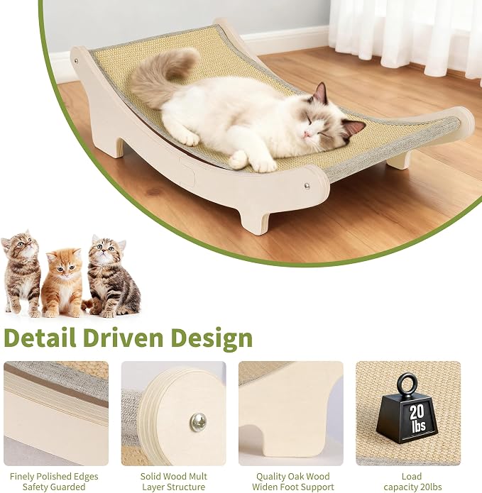 HOTEAGLE Cat Scratcher Bed for Indoor Cats, Upgraded Thicken Support Rods | Sisal Pet Chair Lounger, Ideal for Single Cats/Bunny/Puppy, Place Living Room/Bedroom/Couch