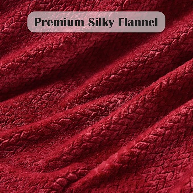 NEWCOSPLAY Fleece Leaves Pattern King Blanket, Red, 90"x110" | Super Soft Throw Blanket, Lightweight Cozy Bed Sofa Blanket, Premium Silky Flannel Fleece, Travel Blanket for All Season Use