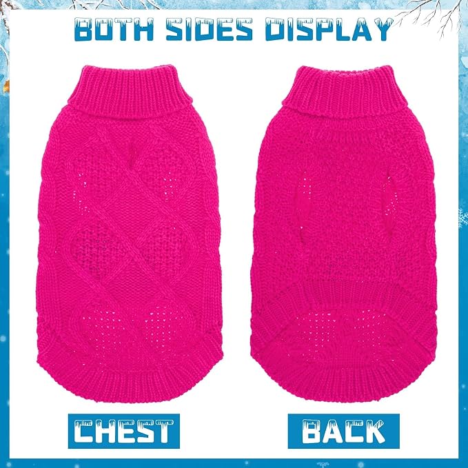 Mihachi Turtleneck Dog Sweater - Winter Coat Apparel Classic Cable Knit Clothes with Leash Hole for Cold Weather, Ideal Gift for Pet in New Year
