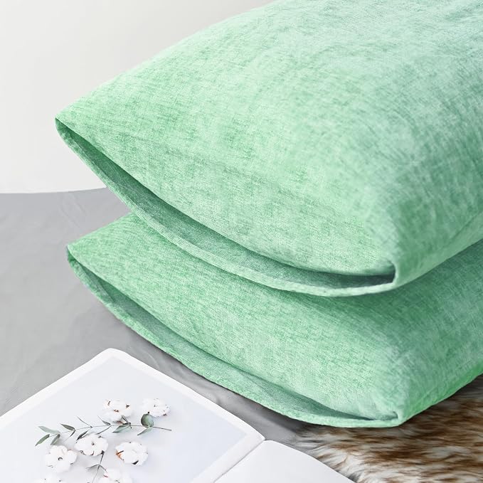 CaliTime Decorative Standard Throw Pillow Covers 26 X 20 Inches Grey Green | Pack of 2, Cozy Chenille Cushion Cases for Sofa Bed Living Room Farmhouse Home