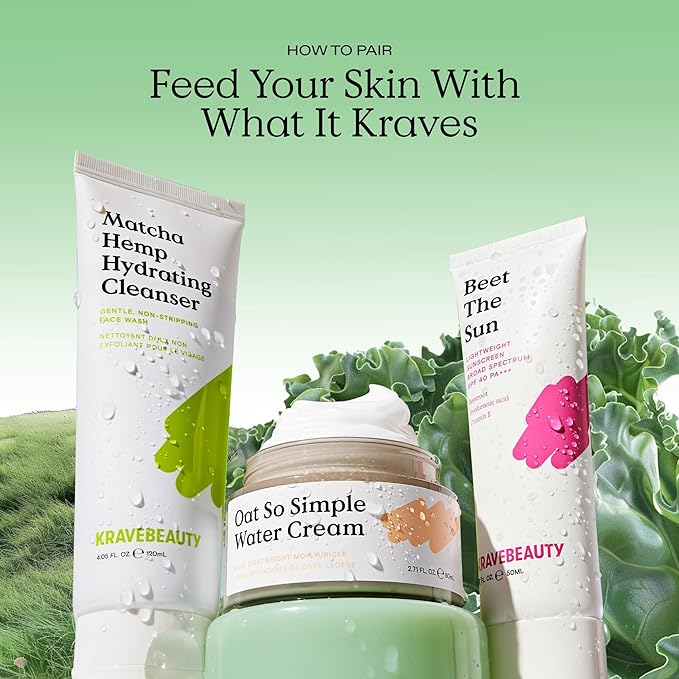 KraveBeauty Matcha Hemp Hydrating Cleanser – Korean-Inspired Gentle Daily Face Wash, Hydrating & Non-Stripping, Hemp & Matcha, Vegan & Cruelty-Free, 4.05 fl oz