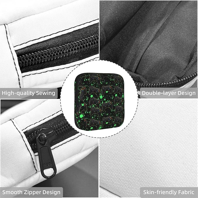 Hidden Style Period Holder Bag Green Video Game Weapon Cool Gamers, Privacy Guard Feature, Reusable Organizer for Menstrual Supplies, Fitness Outdoor Scenario Use