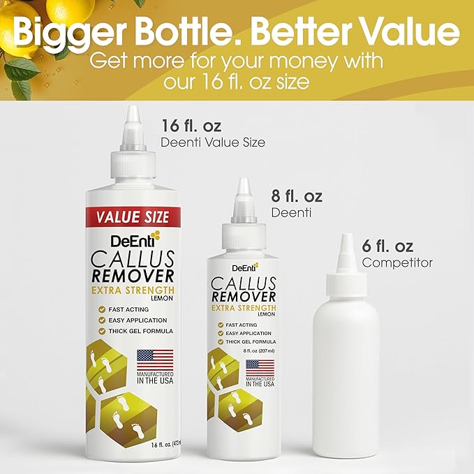 Callus Remover for Feet, Extra Strength Foot Callus Remover Gel, 16oz Salon Grade Home Pedicure Supplies for Dry Skin, Cracked Heel, Professional Strength Foot Care, Lemon