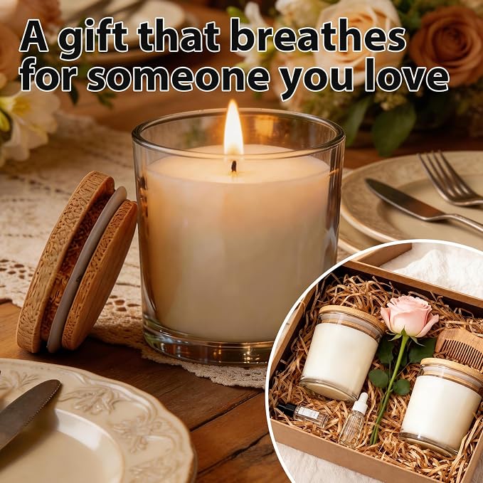 12 PCS 6oz Rose Scented Pure Soy Wax Aromatherapy Candles | Relaxing Home Fragrance Gift Box | Bulk Favors for Wedding, Party, Spa & Home Decor