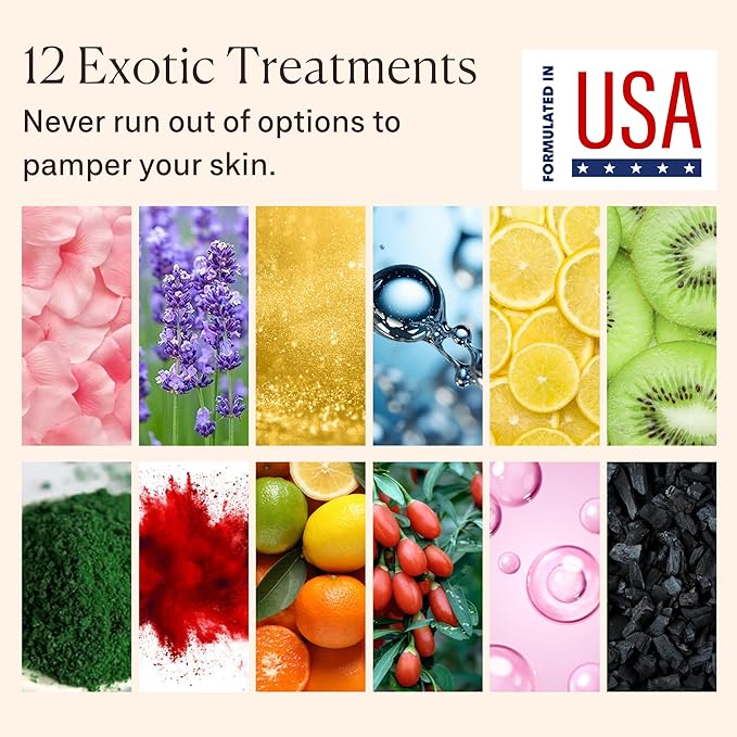 Jelly Mask for Facials - 12 Flavors Hydrating & Brightening Jelly Face Masks | Free Jade Roller & Spatula | Bulgarian Rose, Lavender, Hyaluronic Acid, 24K Gold face mask skin care |Vajacial Jelly Mask