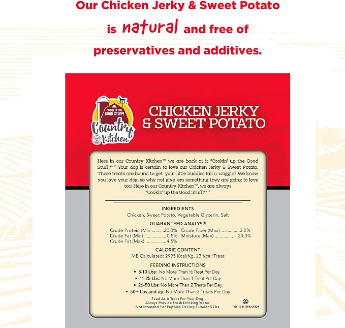 Country Kitchen Chicken & Sweet Potato Jerky Tender Dog Treats, 16 oz | Quality Ingredients Made with Real Chicken, High Protein, Low Fat, No Artificial Colors