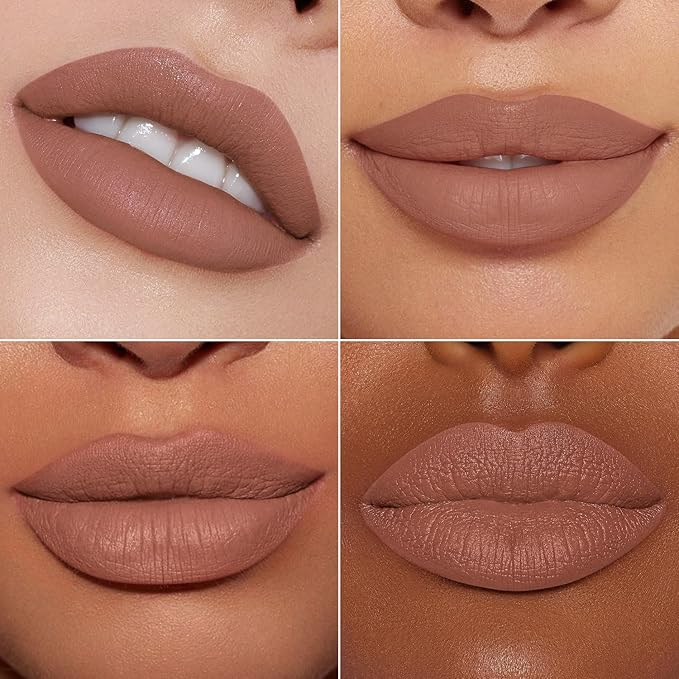 MAKI YIKA 2Pcs Matte Liquid Lipstick Set Dark Red Nude Lipstick Long Lasting Smudgeproof Transfer Proof Lip Makeup, DarkRed/LatteNude