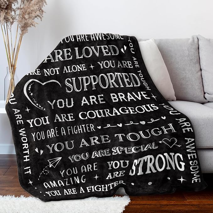 Gifts for Women or Men- Inspirational Get Well Soon Blanket | Thinking of You Gift for Grandpa Dad Brother Friend, Feel Better After Surgery Present for Sick Men, 80'' x 60''