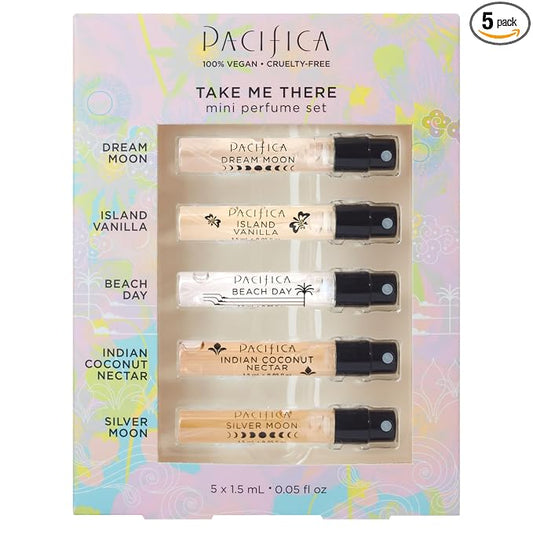 Pacifica Beauty, Take Me There Spray Perfume Trial Set, 5 Scents, Fragrance Sampler Gift Set, Natural & Essential Oils, Clean, Vegan & Cruelty Free