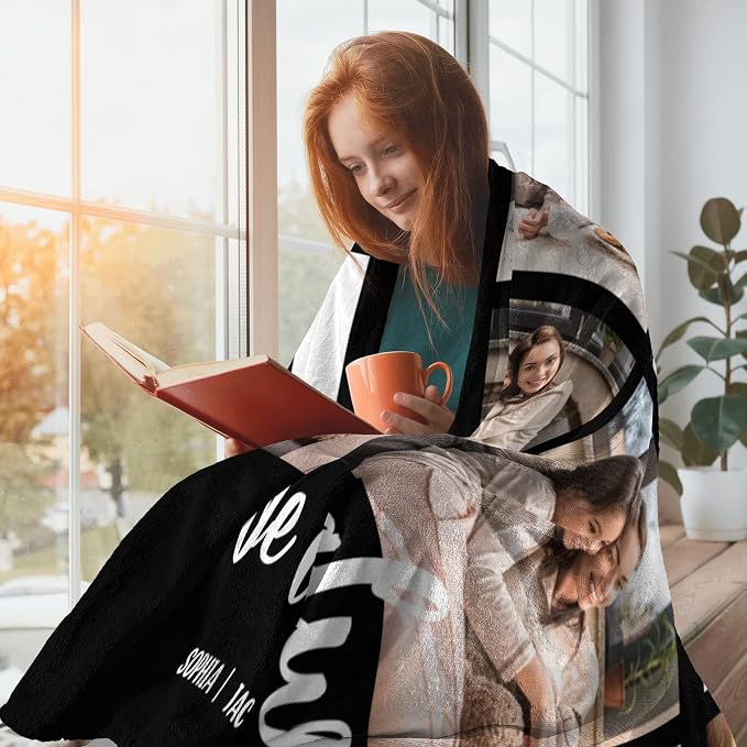 Custom Mothers Day Birthday Gifts for Mom, Personalized Blanket with Photos | to My Mom Gift from Daughter Son, Custom Blanket with Pictures Text, Christmas Birthday for Wife Grandma Women