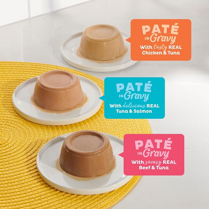 Meow Mix Surf ‘N Turf Patés, Wet Food Variety Pack, 12 Cups