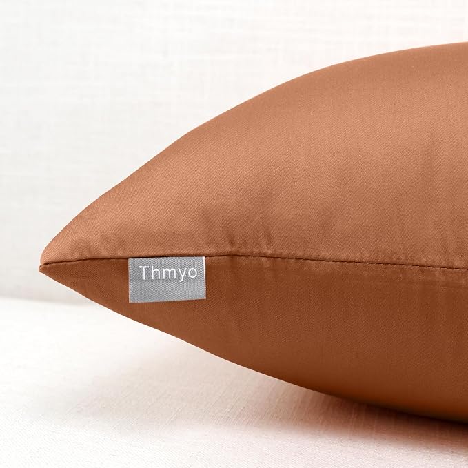 Thmyo 4-Pack 100% Cotton Comfortable Solid Decorative Throw Pillow Case, Square Cushion Cover Pillowcase Sublimation Blank Pillow Covers DIY Throw Pillowcase for Sofa(20x20 inch/ 50x50cm,Rust)