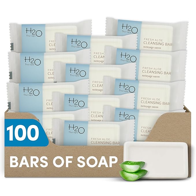 1-Shoppe All-in-Kit H2O Cleansing Bar Soap, Travel Size Hotel Amenities, 1 oz (Case of 100)