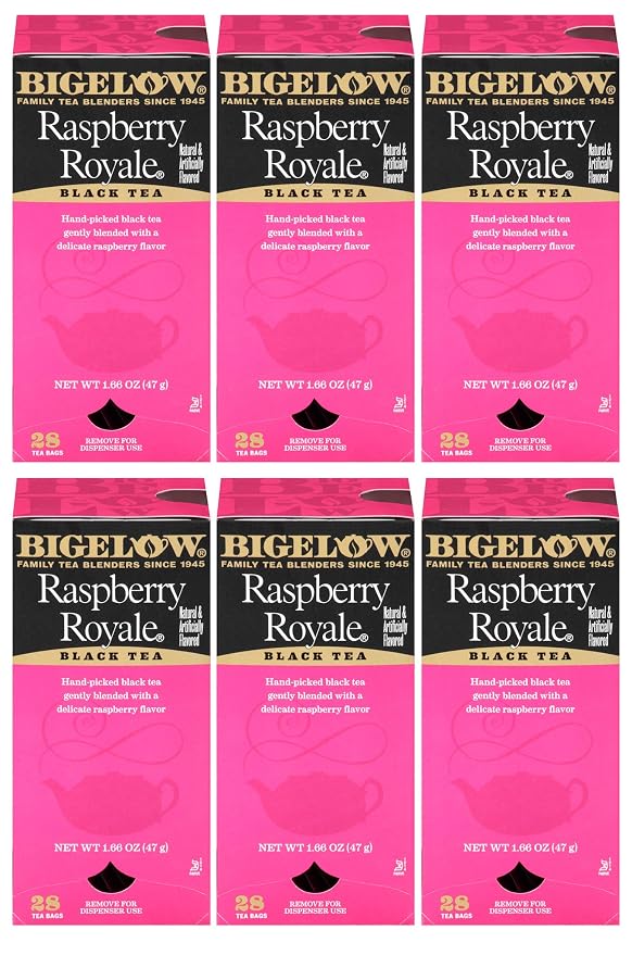 Bigelow Raspberry Royale Tea Bags 28-Count Boxes (Pack of 6) Black Tea Bags All Natural Gluten Free Rich in Antioxidants