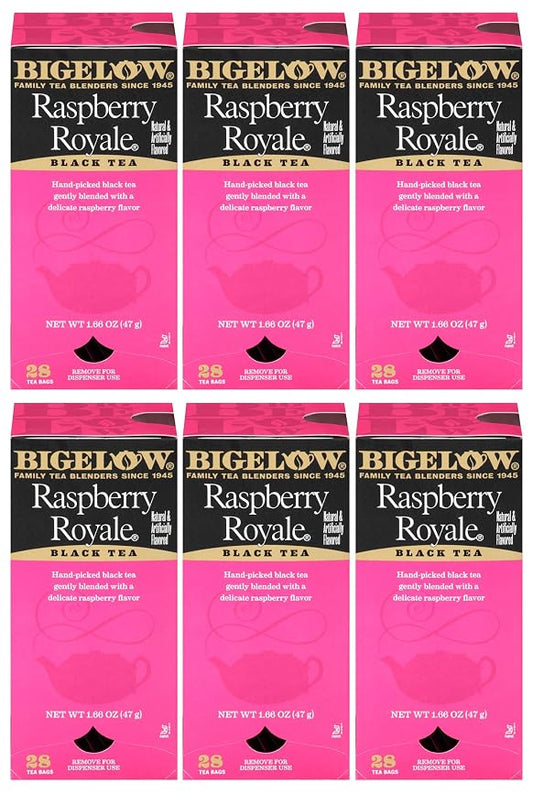 Bigelow Raspberry Royale Tea Bags 28-Count Boxes (Pack of 6) Black Tea Bags All Natural Gluten Free Rich in Antioxidants