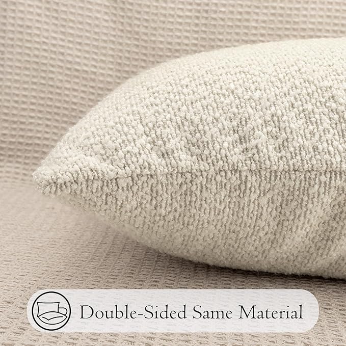 JoraLion 20x54 inch Neutral Boucle Body Pillow Cover, Cream White Long Pillow Cover Cozy Soft Cushion Case for Couch Sofa Bed Living Room Home Decor, Pack of 1 (Cover Only)