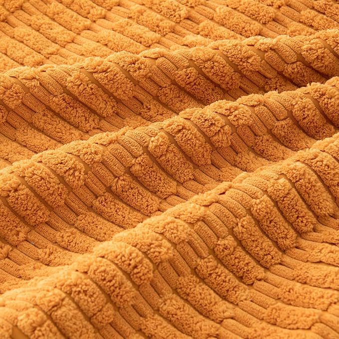 MIULEE Pack of 4 Fall Corduroy Throw Pillow Covers 18x18 Inch Burnt Orange | Neutral Rustic Farmhouse Boho Soft Striped Pillow Covers,Home Decor for Sofa,Living Room,Couch,Bed