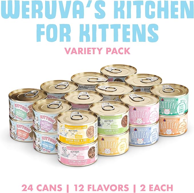 Weruva Kitchen for Kittens Variety Pack, 3oz Can, Pack of 24
