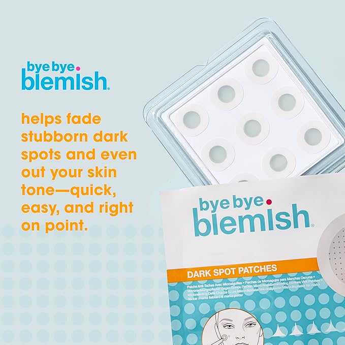 Bye Bye Blemish Dark Spot Patches – Blemish Patches for Face, Fade Dark Spots & Post-Blemishes Marks, Niacinamide & Vegan Skin Care, 9 Count