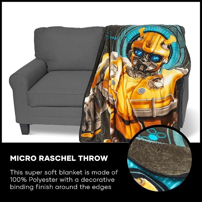 Northwest Transformers Micro Raschel Throw Blanket, Ultra Soft Throw, 46 x 60 Inches, Be Alert