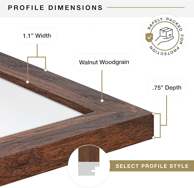 MCS Studio Gallery 18x24 Poster Frame Walnut Woodgrain Engineered Wood, Vertical & Horizontal Wall Hanging Large Picture Frame for Photos, Posters & Art Prints (1-Pack)