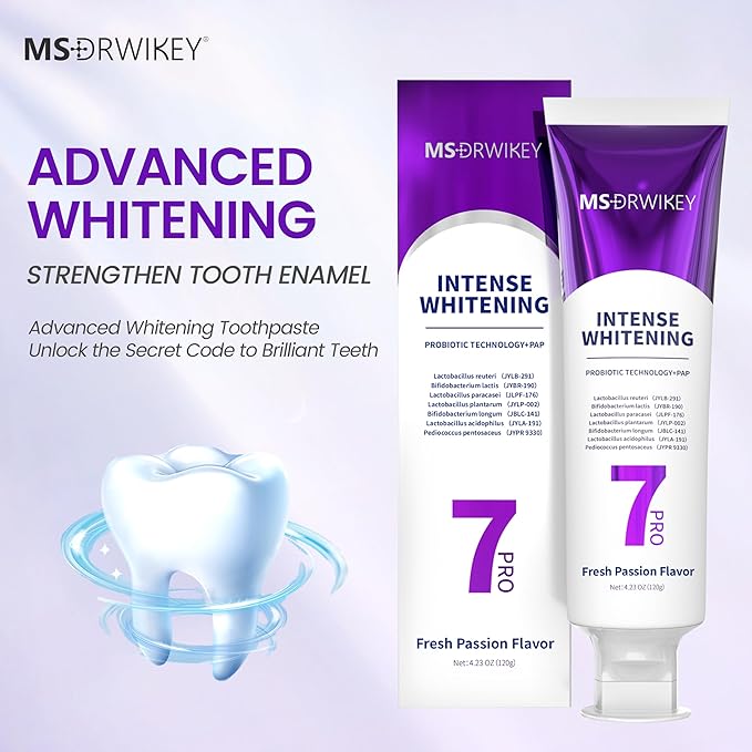 MSDRWIKEY SP-6 Toothpaste, Cooling Fresh Breath, and Popping 7-Pro Whitening Toothpaste Bundle | 6 Probiotics for Oral Health, Fluoride-Free, Safe for Enamel, Deep Whitening & Freshness
