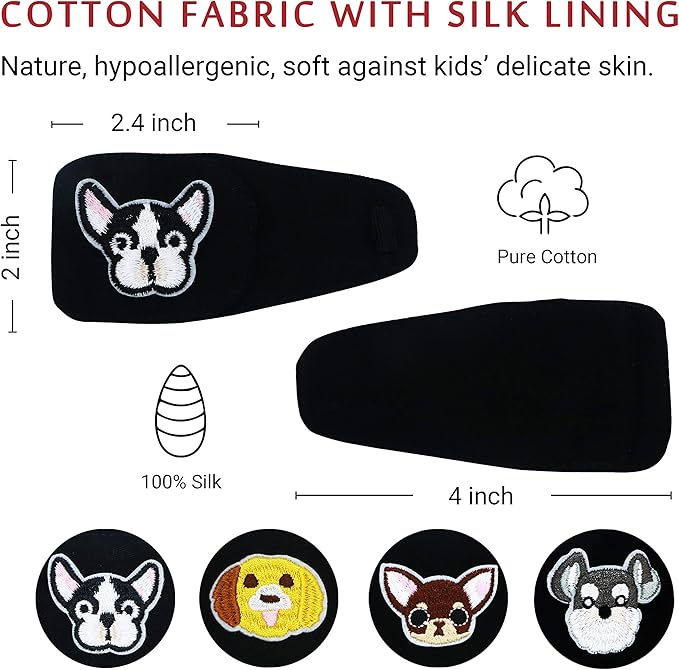 Astropic Cotton & Silk Eye Patch for Kids Glasses (Left Eye, Bulldog)
