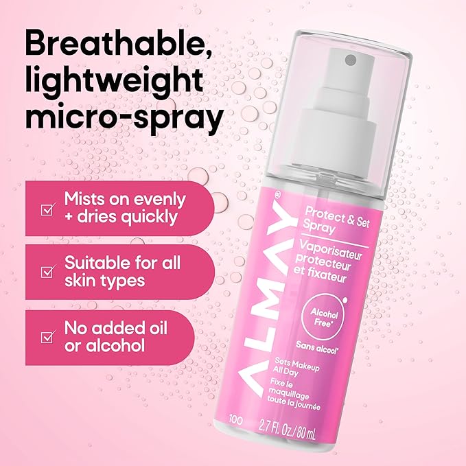 Almay Protect & Set Spray, Hydrating Makeup Setting Spray, Vegan Face Mist, 100, 2.7 fl oz