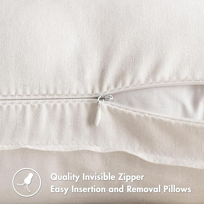 MIULEE Pack of 2 Decorative Linen Pillow Covers 18x18 Inch Pure White | Boho Farmhouse Modern Accent Throw Pillows, Soft Neutral Cushion Covers, Home Decor for Sofa Couch Bed Living Room