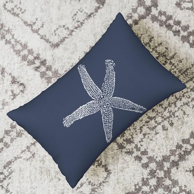 Blue Starfish Pillow Covers 12x20 Inch Set of 2, Nautical Ocean Coastal blue Coral Throw Pillows Spring Summer Decorations Linen Pillowcase Outdoor Decor Farmhouse Cushion Case for Home Holiday