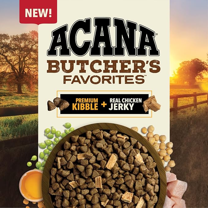 ACANA Butchers Favorites Grain-Free Dry Dog Food Free-Run Poultry 4lb Bag | Fresh or Raw Ingredients, High Protein, Made in the USA, Skin & Coat, Digestive Health, Free-Run Poultry, Real Chicken