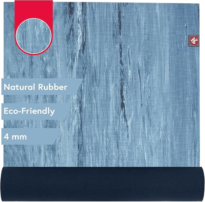 Manduka eKOLite Yoga Mat 71" - 4mm | Natural Rubber | Eco-Friendly | Soft Textured Surface | Natural Next-to-Skin Feel | 71 x 26 inches | Charcoal Grey