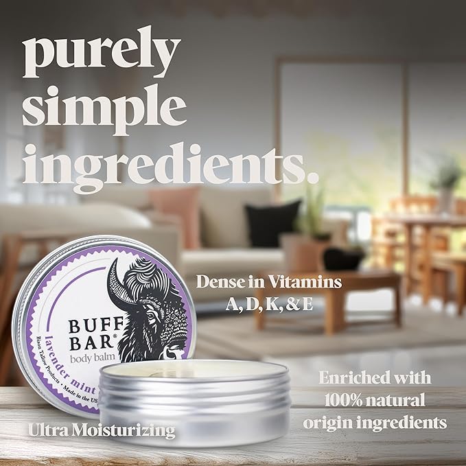 BUFF BAR Pure Bison Tallow Salve, Unscented, 1 Pack - No Irritating Ingredients, Simple & Clean, Body Butter, Full Body Hydration, Replaces Lotion, For Cracked, Dry, Itchy, Irritated Skin
