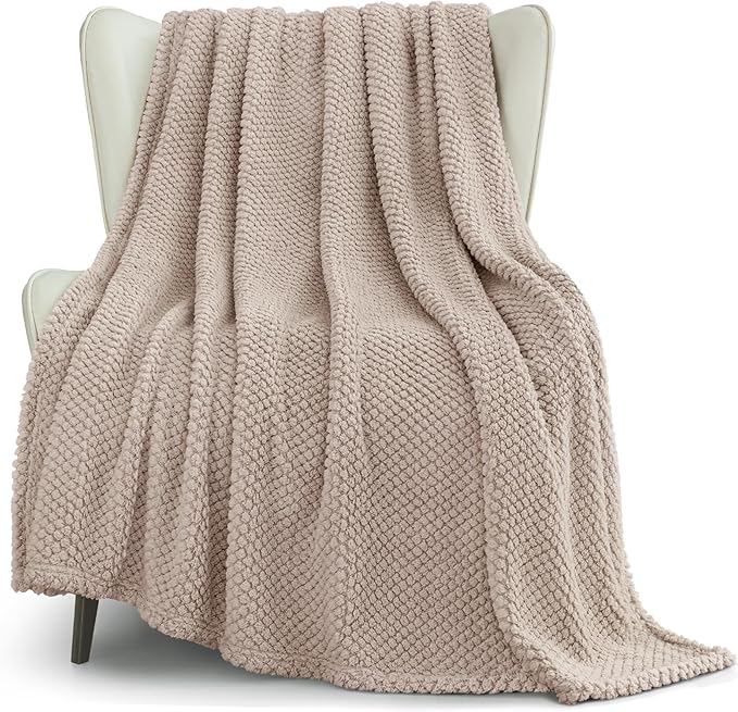 Whale Flotilla Extra Large Soft Fleece Throw Blanket for Couch | 50x70 Inch, Camel, Suitable for Sofa Chair Bed, Fluffy Fuzzy Jacquard Blankets for All Season, Lightweight and Cozy