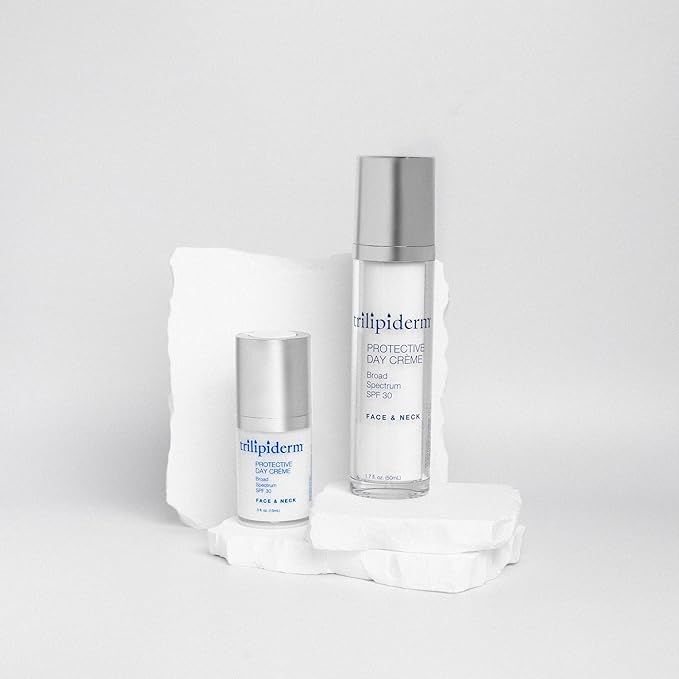 Trilipiderm Protective Day Crème, Broad Spectrum SPF 30 – 2-PACK – Lightweight, Fast-Absorbing Moisturizing Sunscreen, TSA-Friendly 1.7 Ounce Airless Pump Bottles