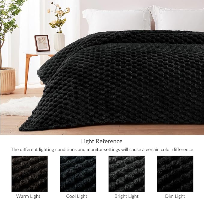 Whale Flotilla Soft Fleece Queen Size Bed Blanket Luxury 3D Jacquard, Black | Lightweight Breathable Coverlet Bedspread for All Seasons, Super Cozy Plush Fluffy Fuzzy Decorative Blanket for Bed, 90"x90"