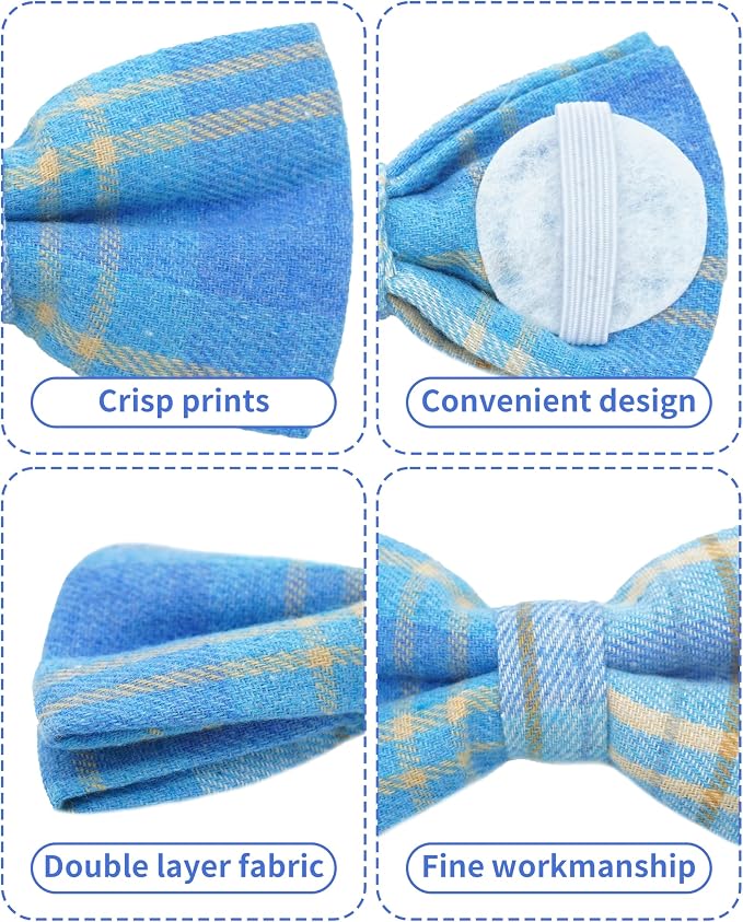 PET SHOW 8 Pack Dog Bowties Plaid for Large Dogs Slide on Collar