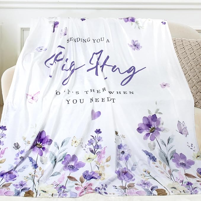 Get Well Gifts for Women, Inspirational Gifts for Women, Thinking of You Gifts After Surgery, Feel Better/Sympathy Gifts for Cancer Care, Hug/Healing Throw Blanket 60"x80"