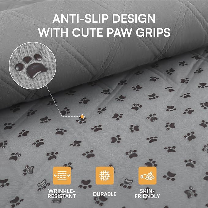 Luciphia Waterproof Couch Cover for Dogs, Non-Slip Pet Sofa Protector | Non-slip waterproof couch cover scratch-resistant machine washable protects sofa bed, Light Grey, 52" x 82"