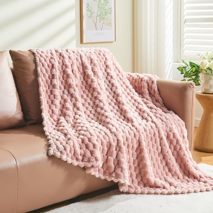 NEWCOSPLAY Fleece Clouds Cozy Throw Blanket for Couch, Pink, 50"x60" | Premium Silky Flannel Blanket, Soft Lightweight Fluffy Throw Blanket for Bed Sofa Decor, Gift for All Season Use