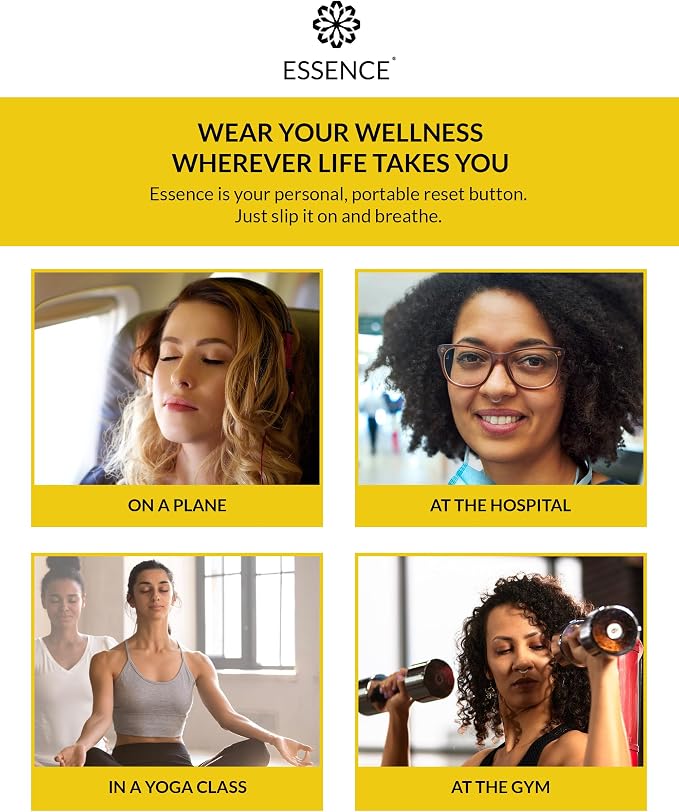 Essence Wearable Aromatherapy Nasal Diffuser – Lemon Essential Oil Nose Ring Silicone Inhaler for Stress & Mood Support - Made in USA & Travel-Friendly (3 Pack)