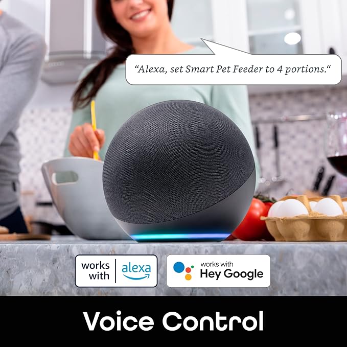 Geeni 7L Automatic Cat & Dog Feeder with Smart Pet Camera, Timer & Voice | Wi-Fi control, 1080p HD video, schedule feedings, voice messages, works with Alexa & Google Home