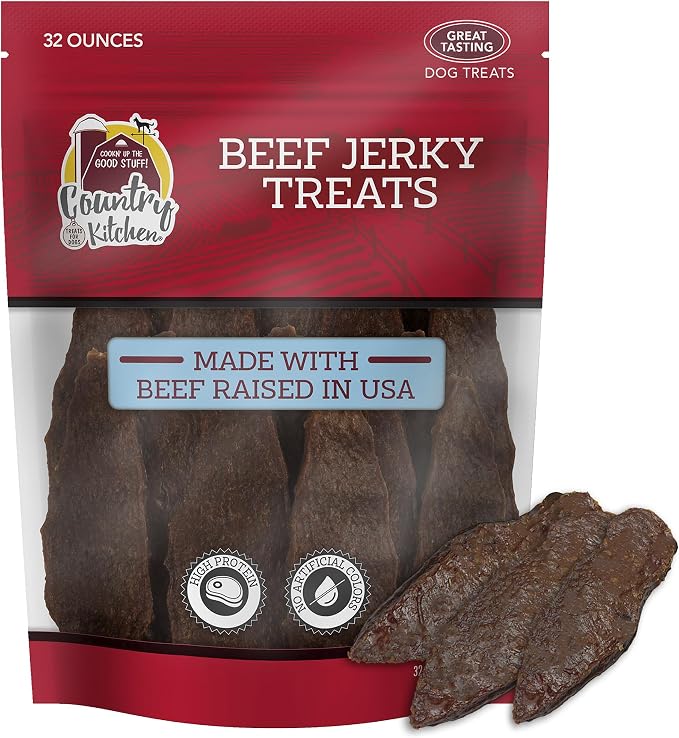 Country Kitchen Beef Jerky Tender Dog Treats, High Protein, 32 oz | Quality Ingredients Made with Real Beef, Low Fat, No Artificial Colors